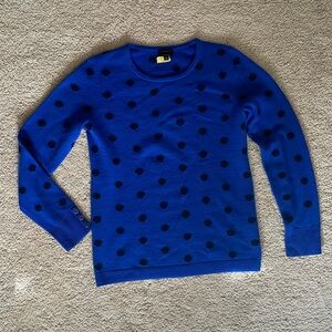 Talbots pure cashmere sweater, blue with black dots, size Small
